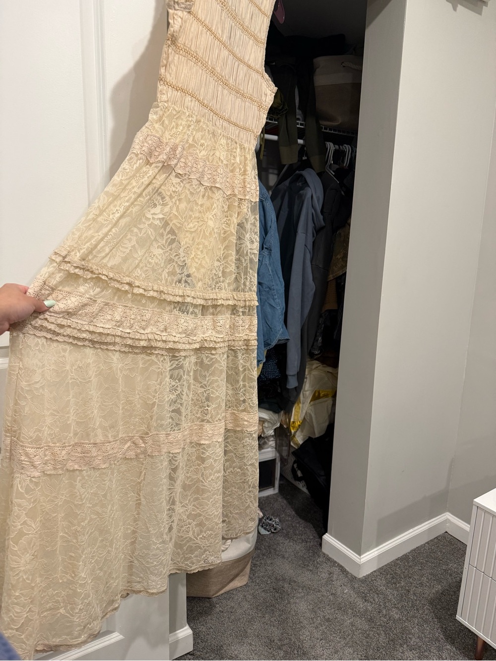Free People Cream Lace Tiered Tunic - Picture 4 of 4